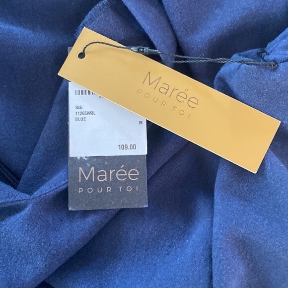 Marée Pour Tio V-Neck Ruffle Trim Short Sleeve Knee Length Dress Viscose Linen - Picture 10 of 15